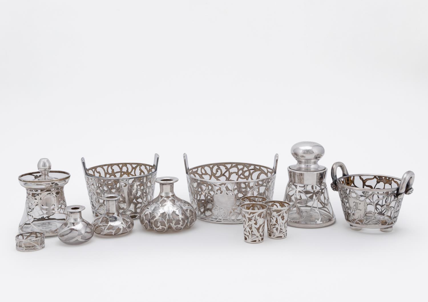TWELVE SILVER OVERLAY DECORATIVE