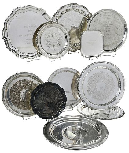 TWELVE SILVER PLATE TROPHY