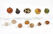 TWELVE SPECIMEN MARBLE EGGS AN