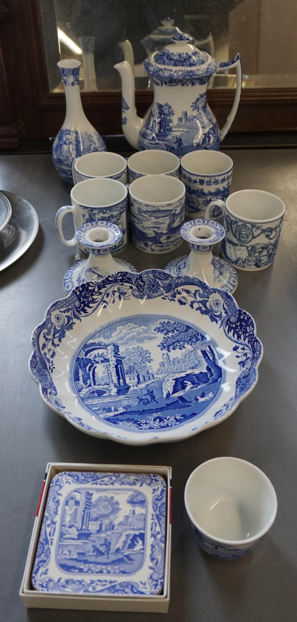 TWELVE SPODE BLUE AND WHITE