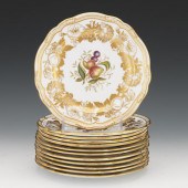 TWELVE SPODE PORCELAIN HAND DE