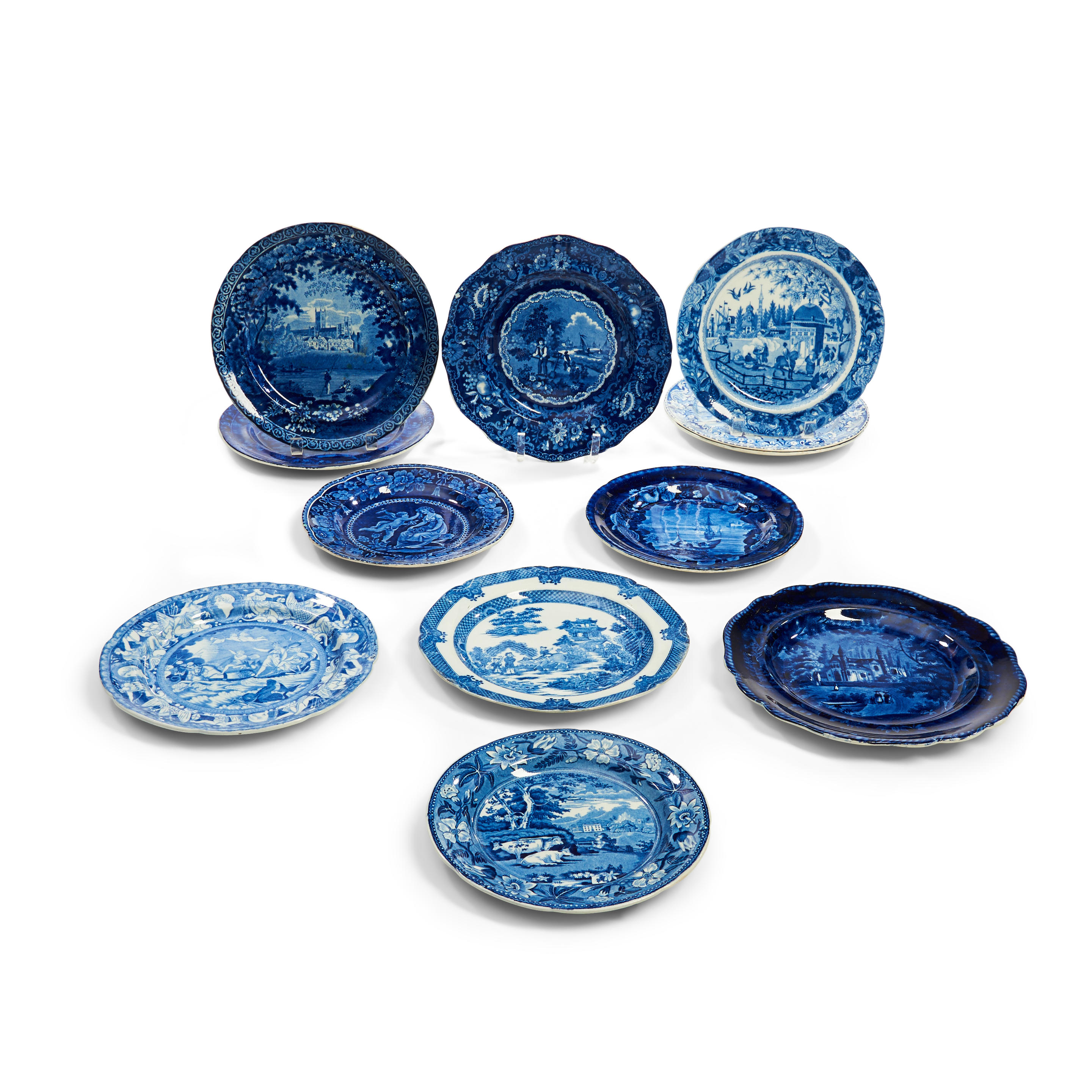 TWELVE STAFFORDSHIRE BLUE