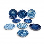 TWELVE STAFFORDSHIRE BLUE TRAN