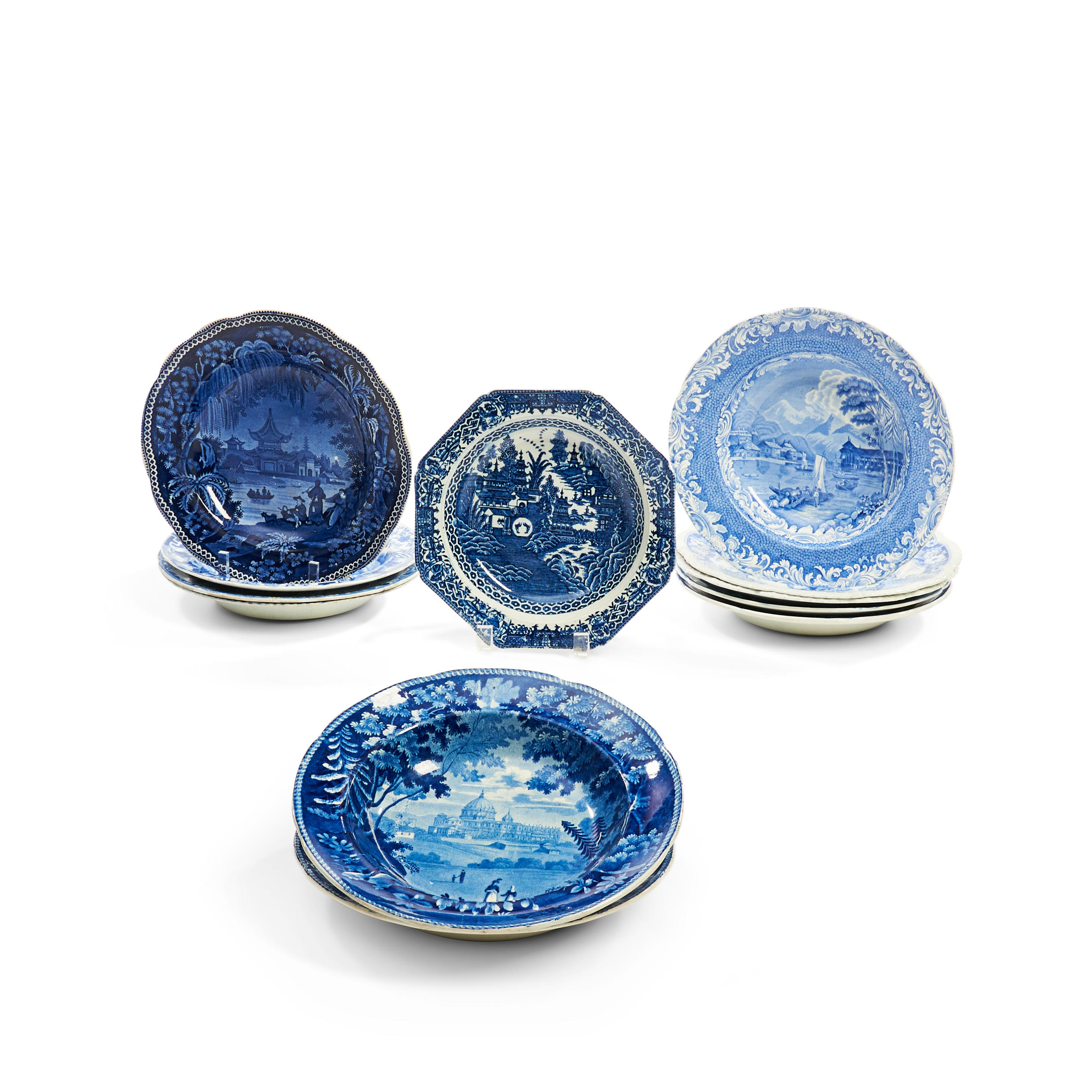 TWELVE STAFFORDSHIRE BLUE