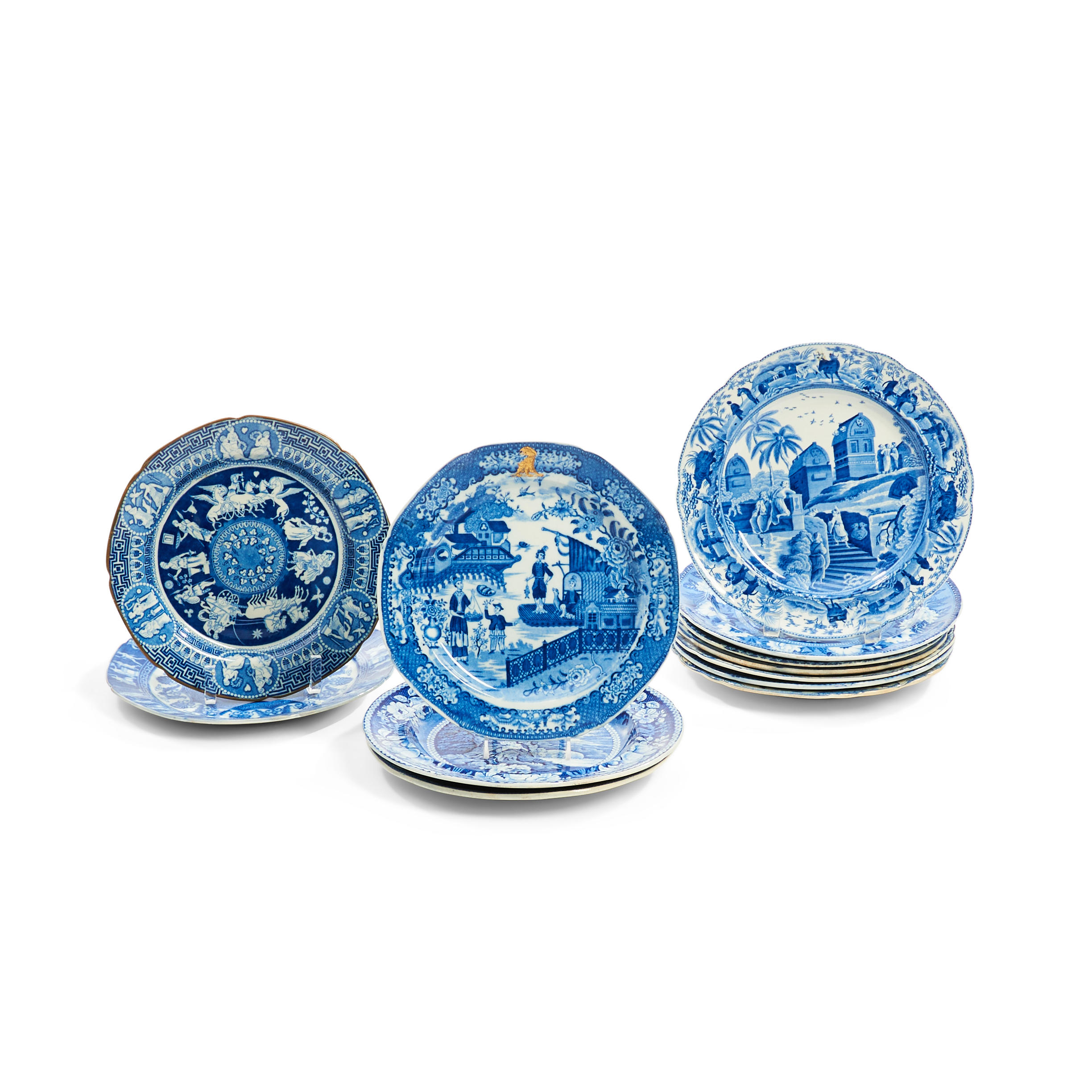 TWELVE STAFFORDSHIRE BLUE