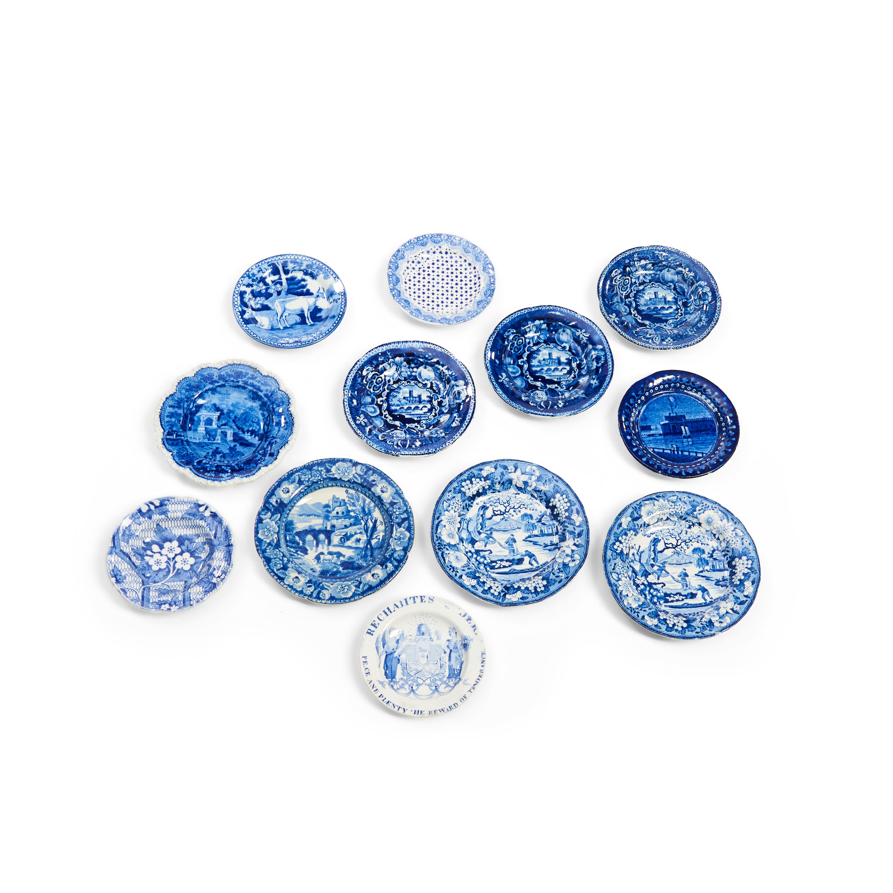 TWELVE STAFFORDSHIRE BLUE