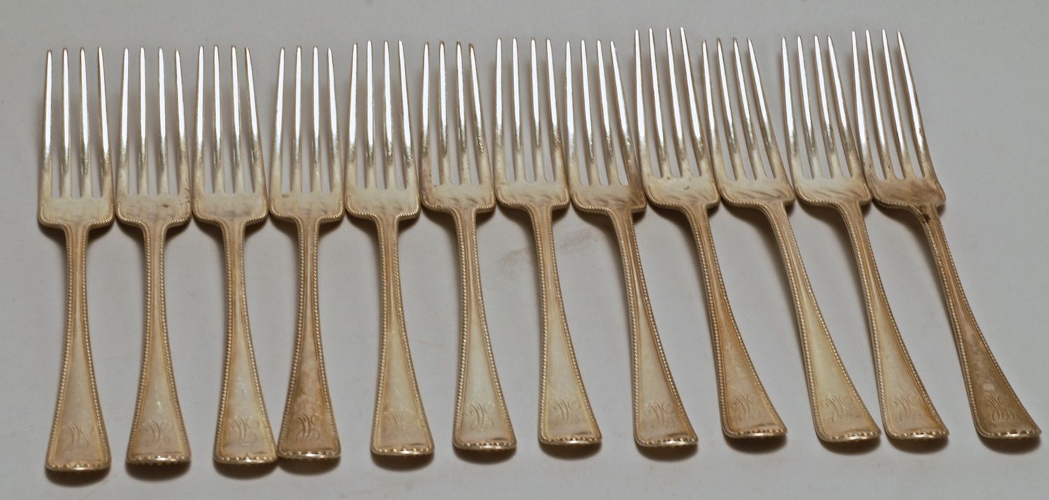 TWELVE STERLING SILVER DESSERT