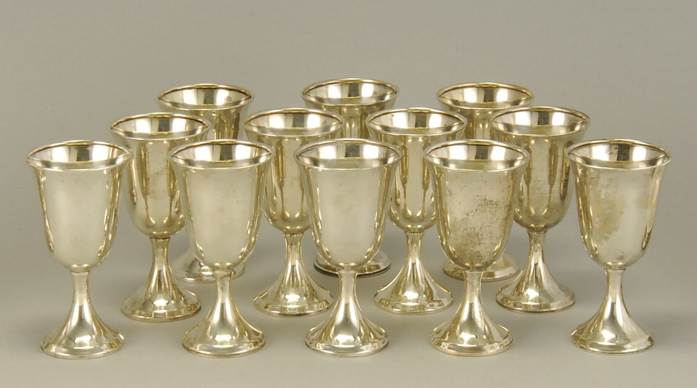 TWELVE STERLING SILVER WATER