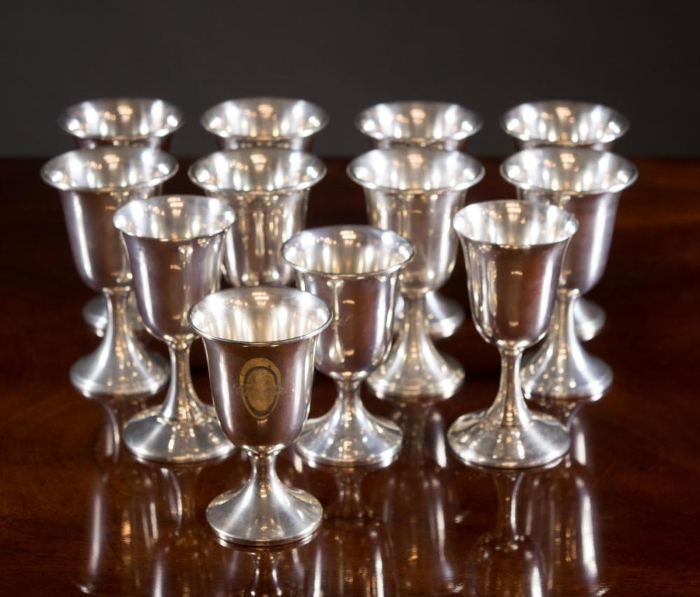 TWELVE STERLING SILVER WINE
