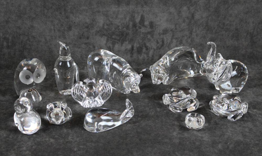 TWELVE STEUBEN CLEAR CRYSTAL ANIMAL