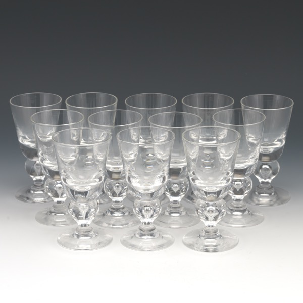 TWELVE STEUBEN CORDIAL GLASSES WITH