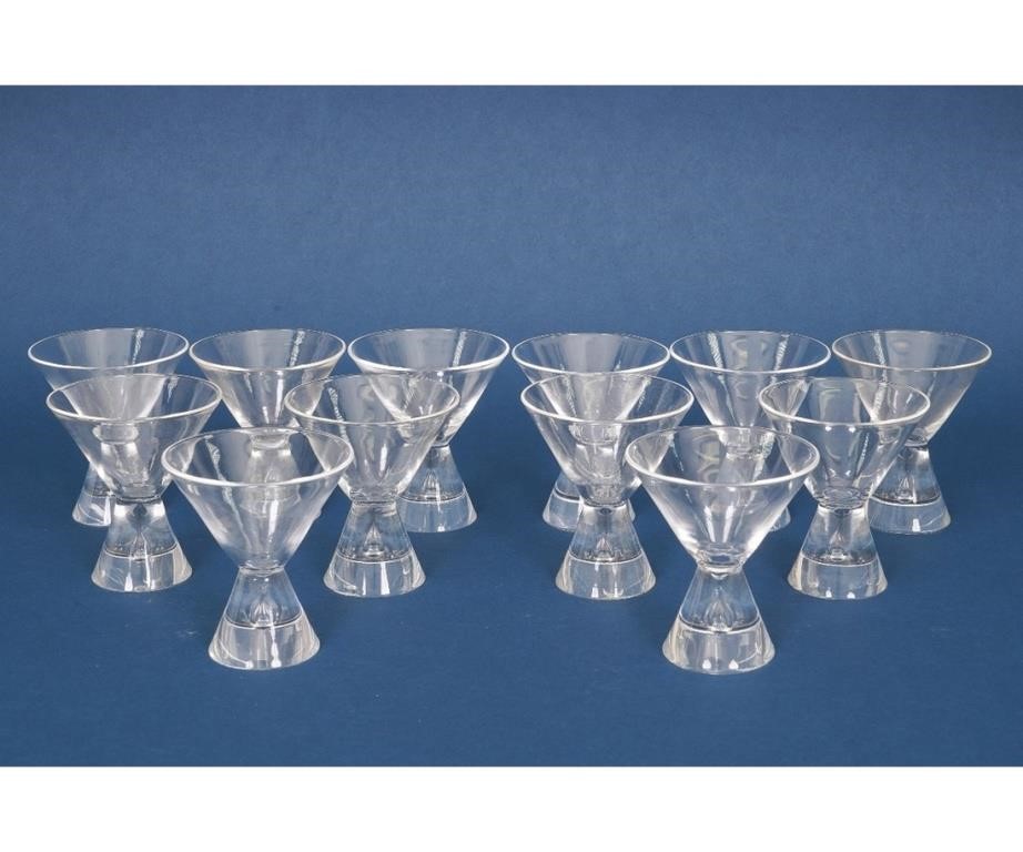 Twelve Steuben crystal teardrop