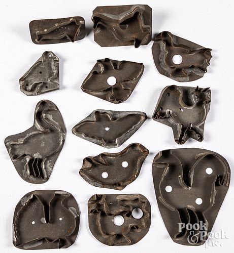 TWELVE TIN BIRD COOKIE CUTTERS,