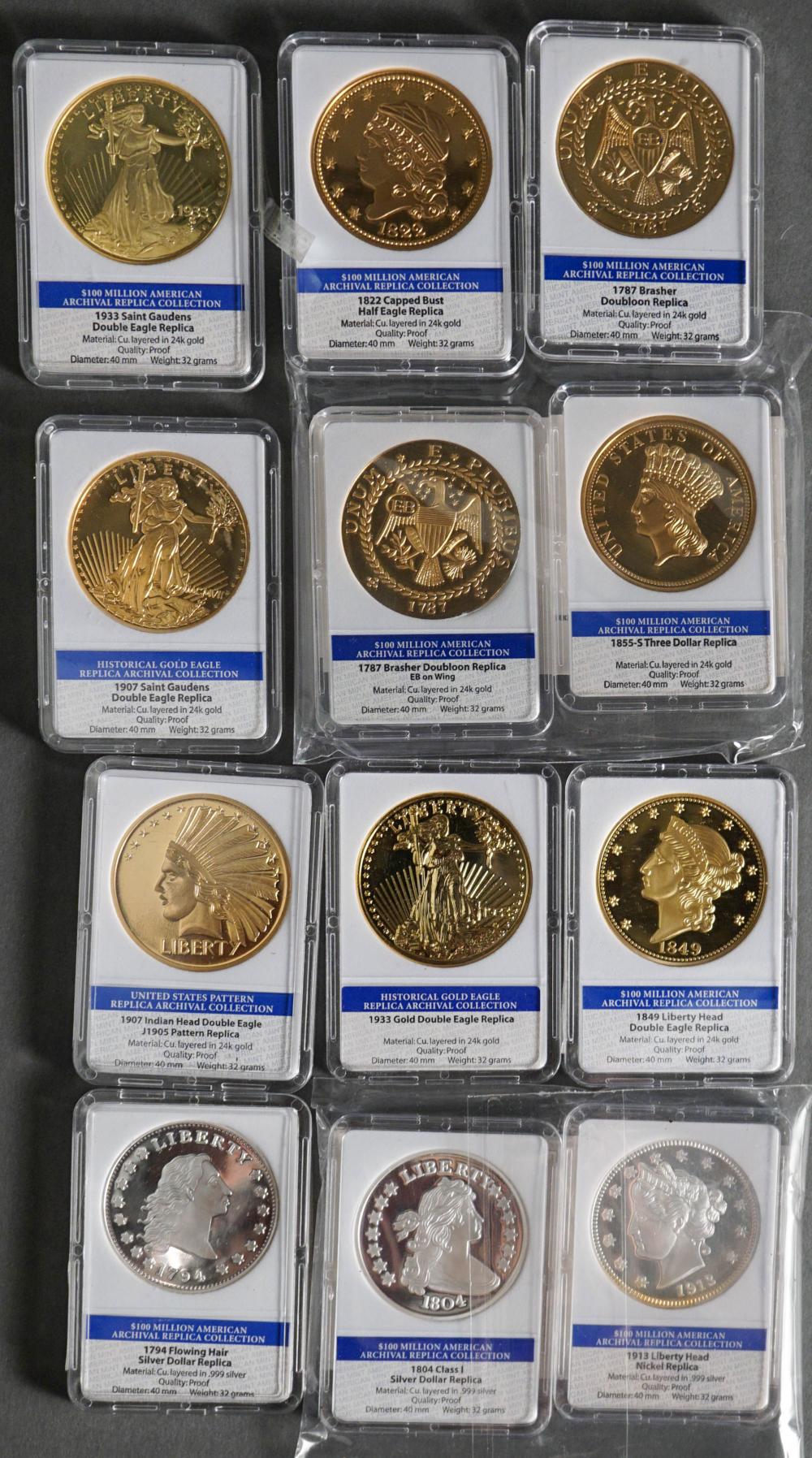 TWELVE U.S. MINT ARCHIVAL REPLICA