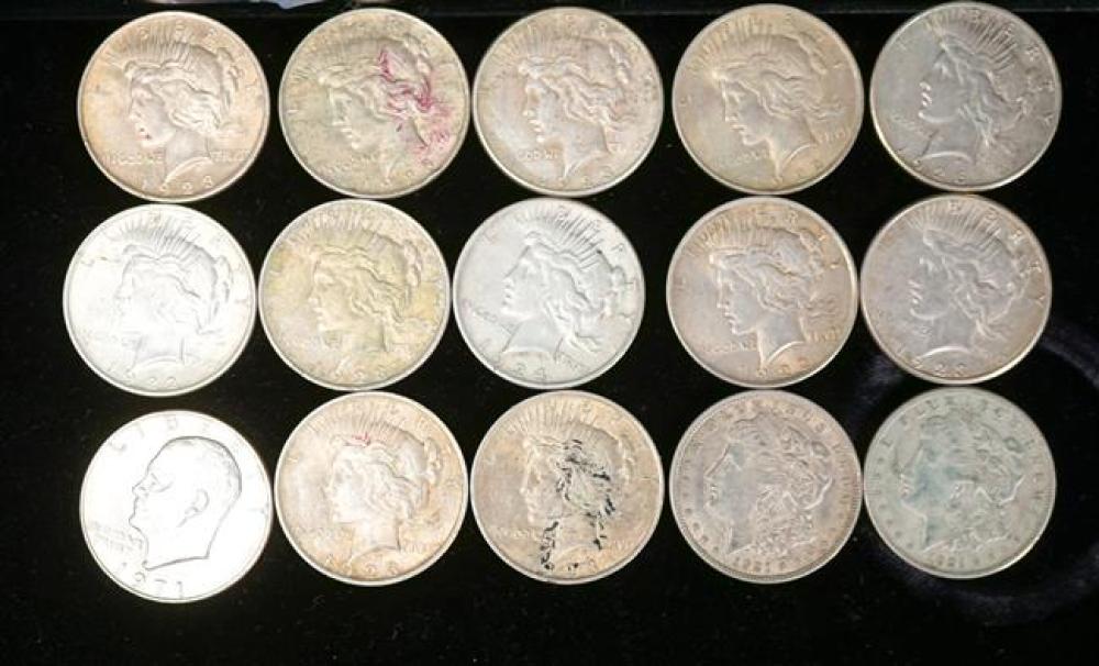 TWELVE U.S. PEACE TYPE SILVER