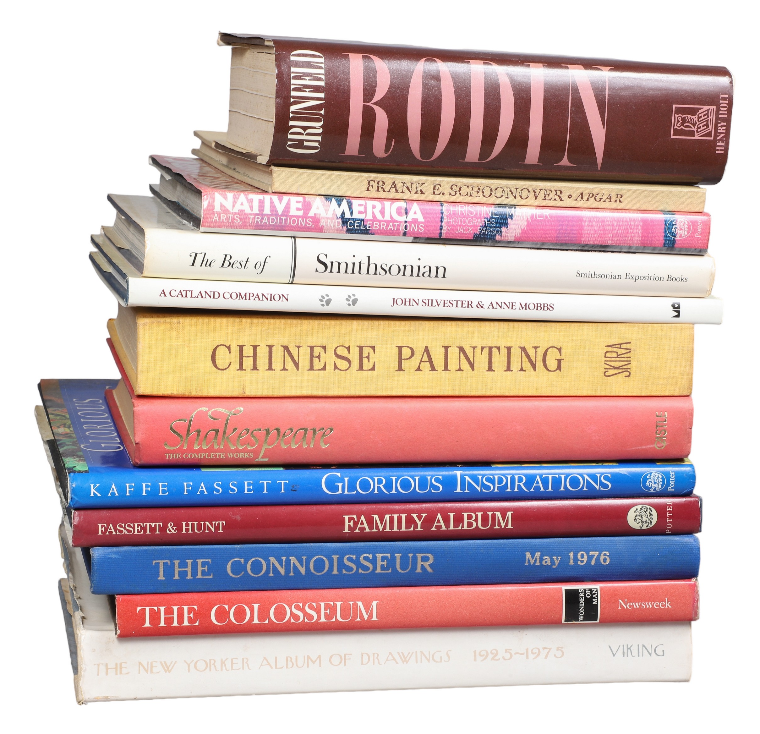 Twelve various books on various