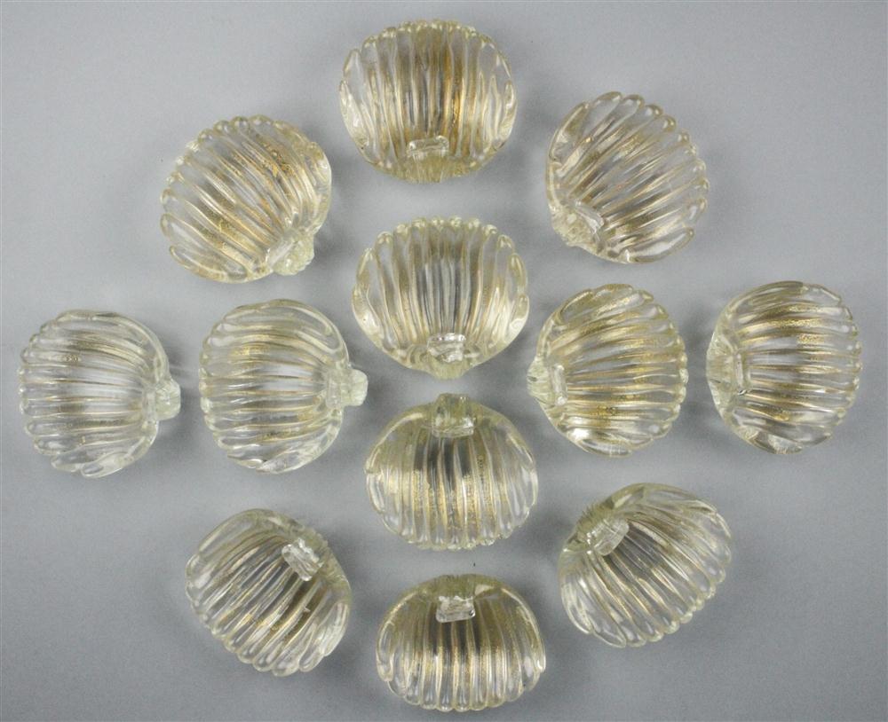 TWELVE VENINI GLASS SHELL SALTS