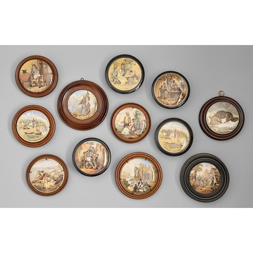 Twelve Victorian colour printed pot