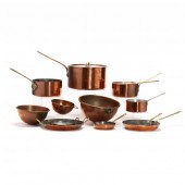 TWELVE VINTAGE COPPER COOKWARE