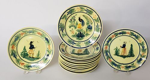 TWELVE VINTAGE SIGNED HB QUIMPER