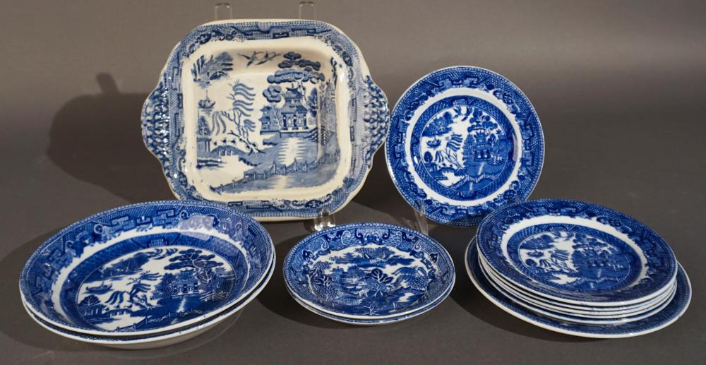 TWELVE WEDGWOOD BLUE WILLOWWARE