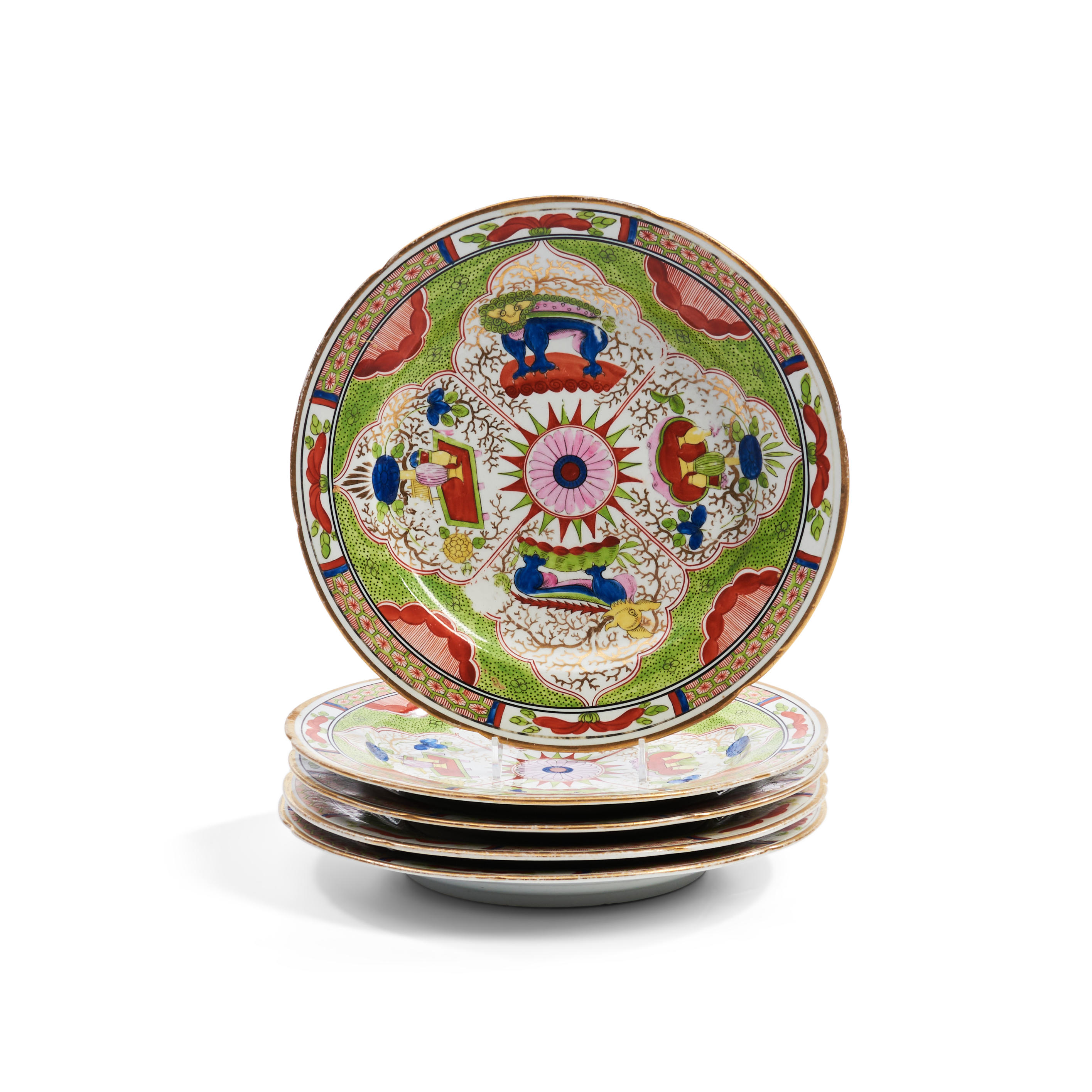 TWELVE WORCESTER PORCELAIN DRAGON