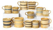TWELVE YELLOWWARE MUGS, 19TH C