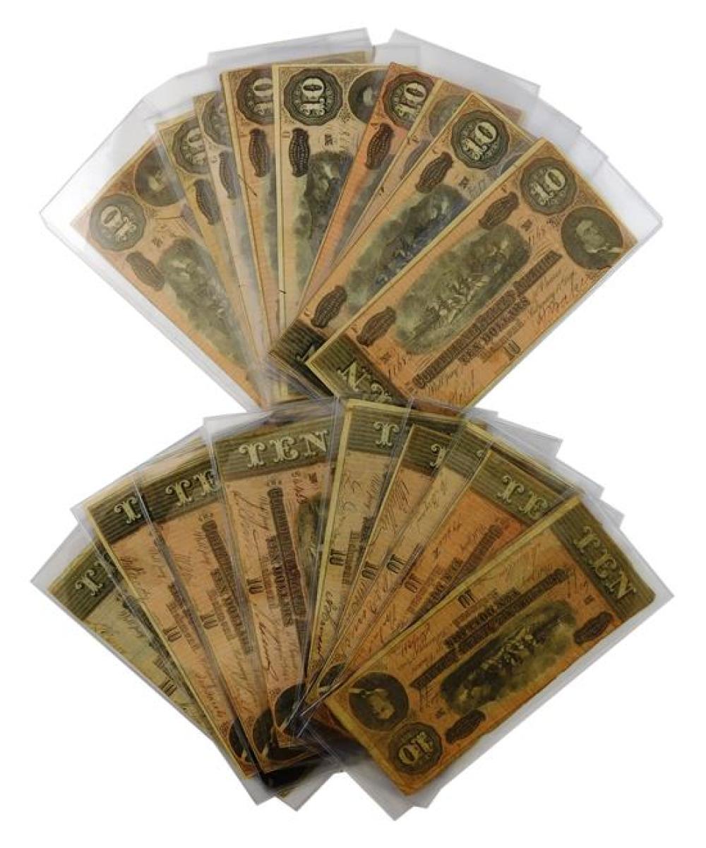 †TWENTY $10 CONFEDERATE BANK NOTES,