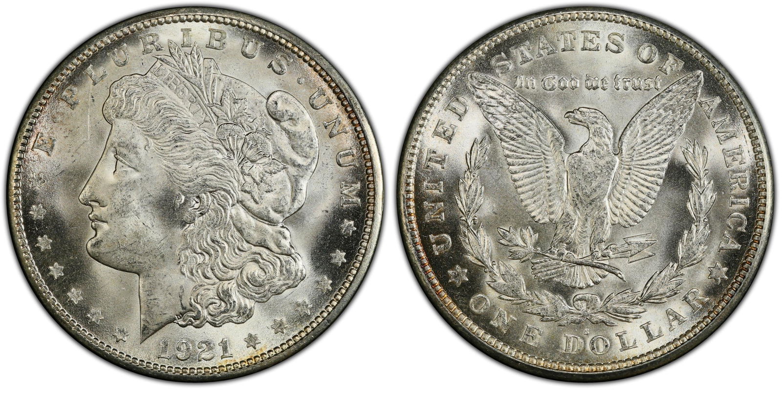 TWENTY 1921-S MORGAN SILVER DOLLARS