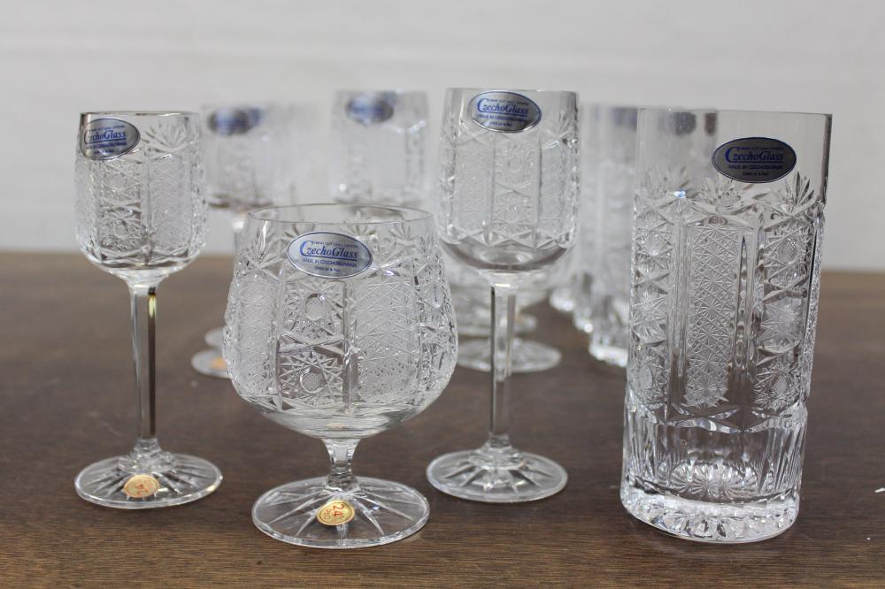 TWENTY-FIVE PIECE CZECH CUT CRYSTAL