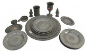 TWENTY-FIVE PIECE PEWTER LOT T