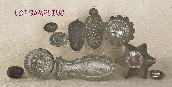 Twenty-five tin and copper food