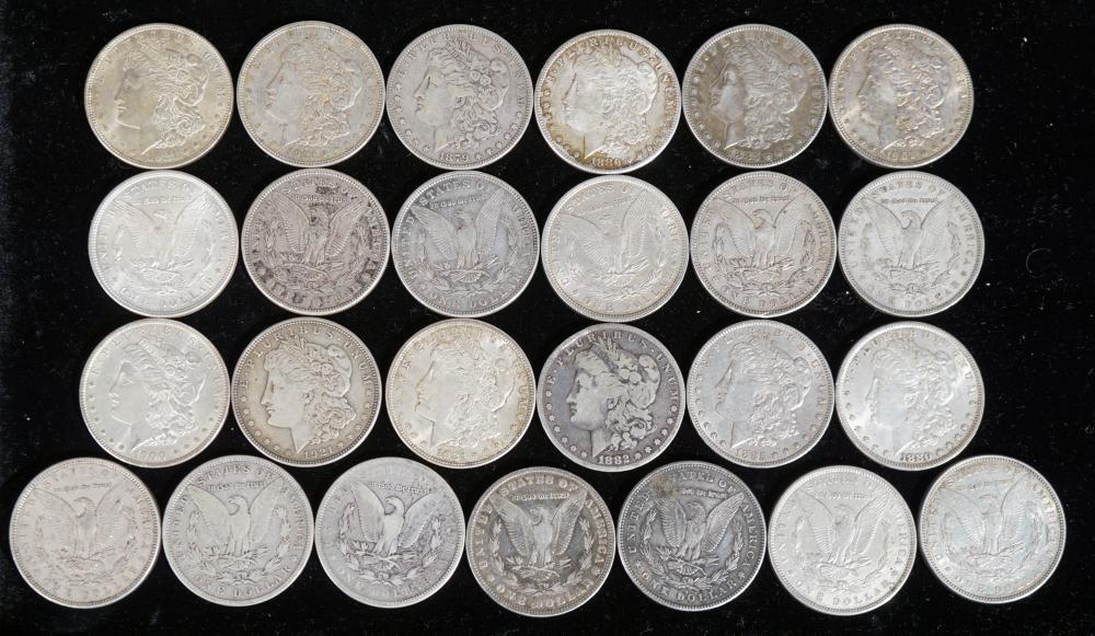 TWENTY-FIVE U.S. MORGAN SILVER