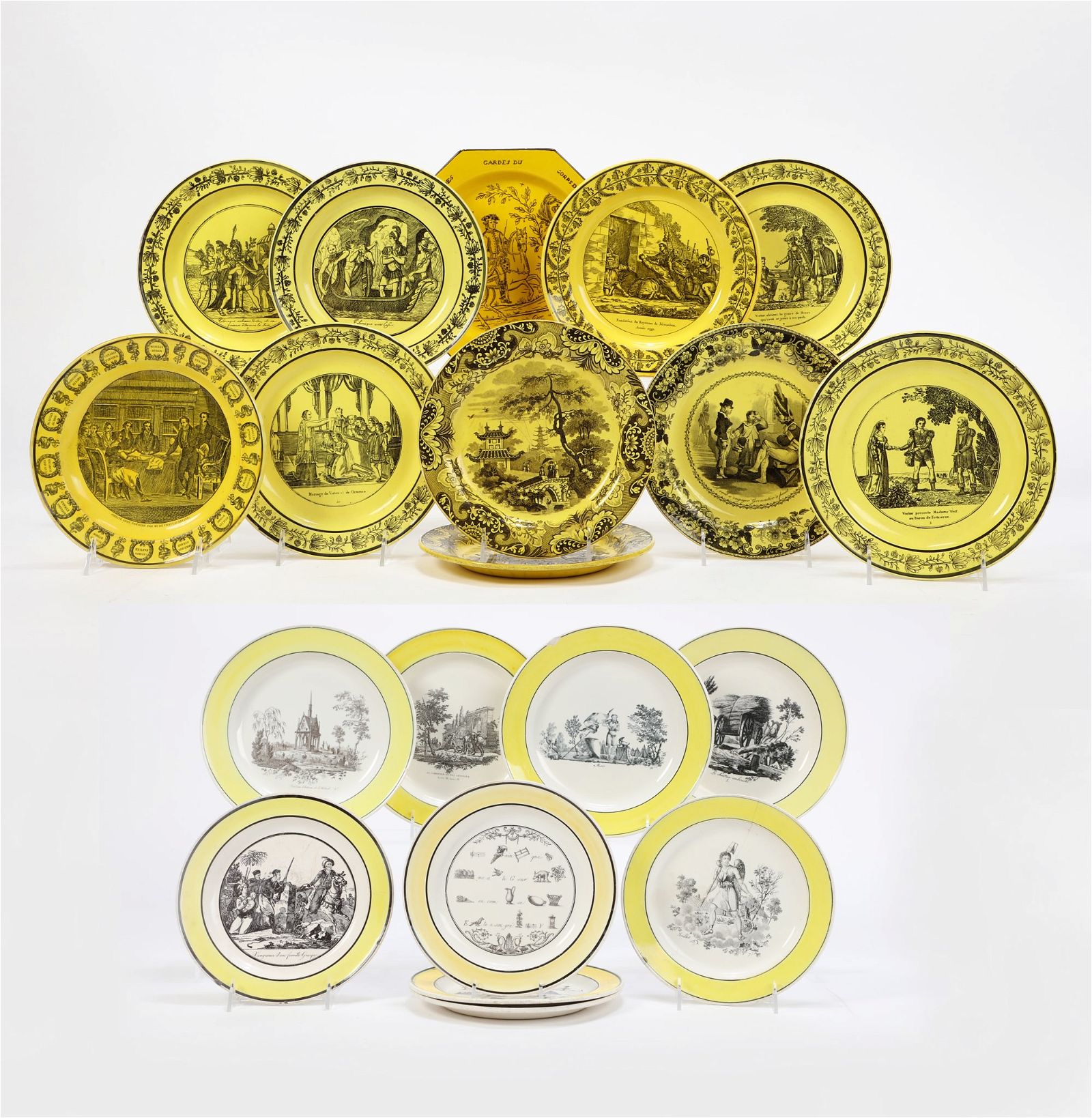 TWENTY FRENCH DECORATED EARTHENWARE