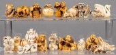 TWENTY JAPANESE CARVED BONE NE