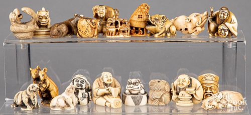 TWENTY JAPANESE CARVED BONE