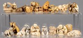 TWENTY JAPANESE CARVED BONE NE