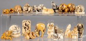 TWENTY JAPANESE CARVED BONE NE