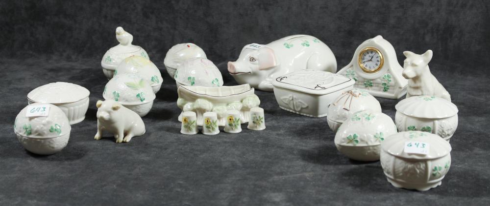 TWENTY-ONE ASSORTED BELLEEK