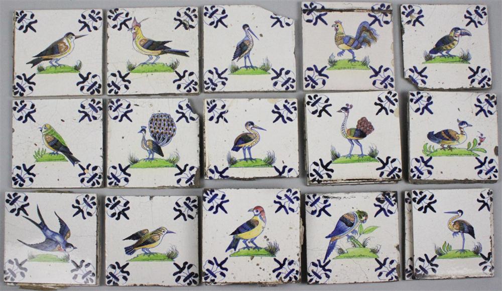 TWENTY-ONE DELFT BIRD TILES
