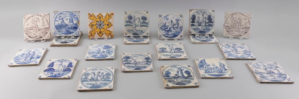 TWENTY-ONE DELFT TILES 18TH CENTURY