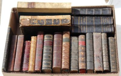 Twenty-one leather bound books