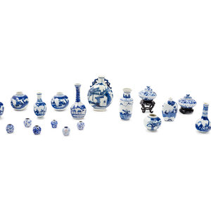 Twenty Small Blue and White