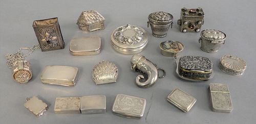TWENTY SMALL SILVER BOXES AND