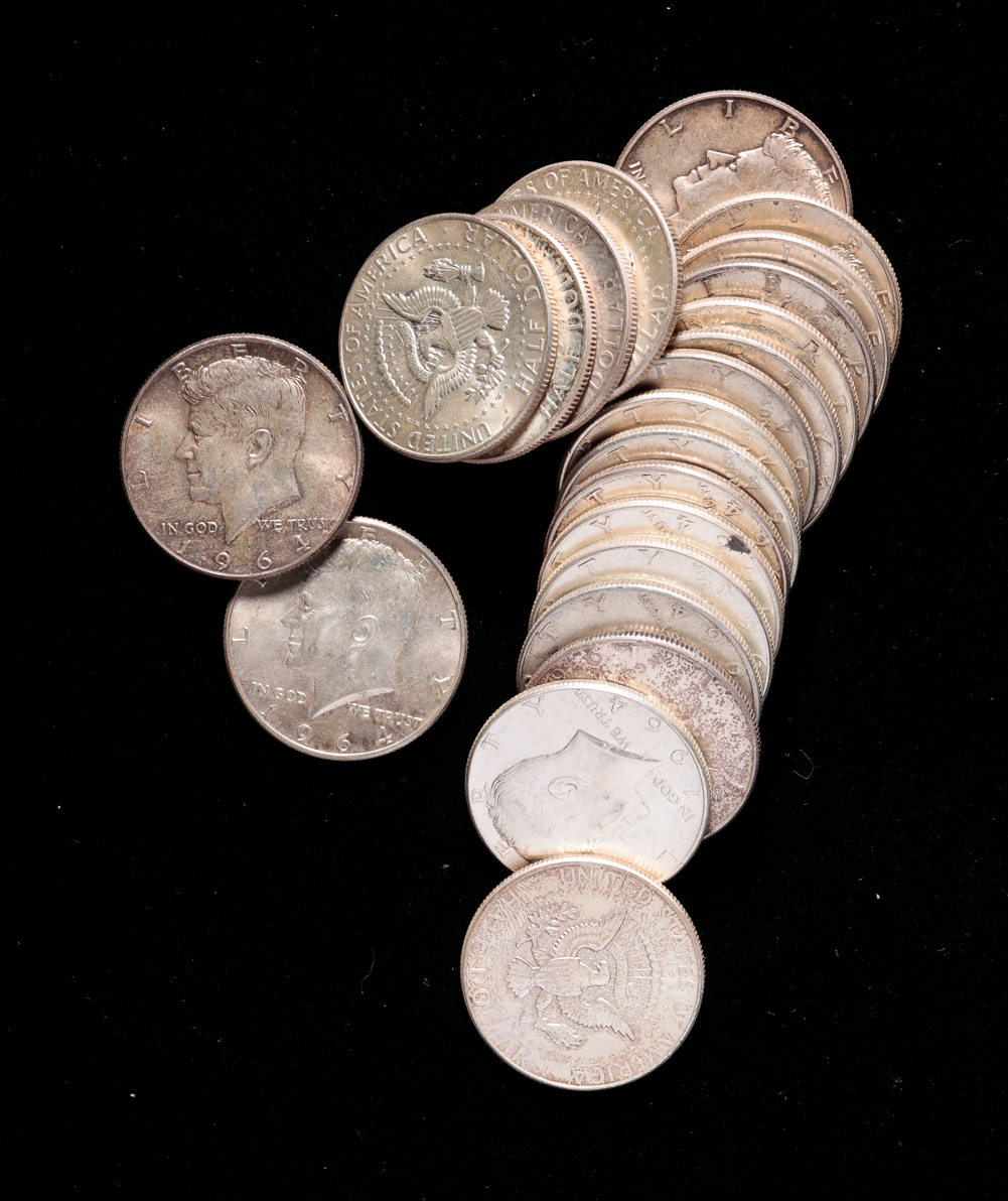 TWENTY-TWO 1964 KENNEDY SILVER HALF