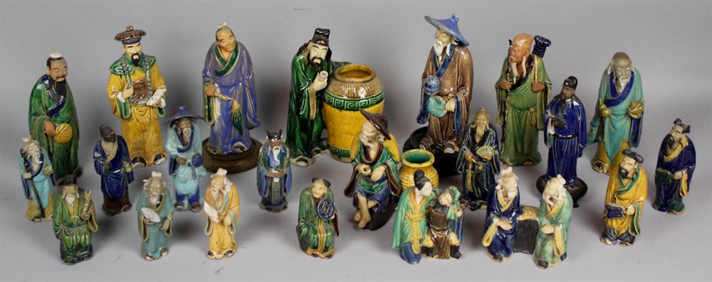 TWENTY-TWO CHINESE GLAZED POTTERY