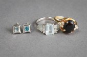 TWO 10-KARAT GOLD AND STONE MO