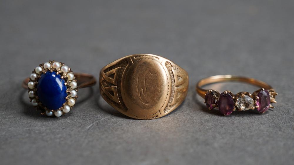 TWO 10-KARAT YELLOW-GOLD AND