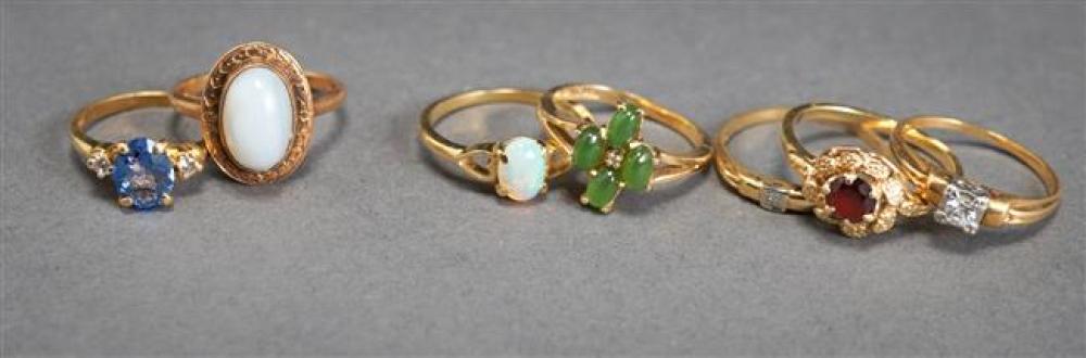 TWO 10-KARAT YELLOW-GOLD STONE