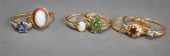 TWO 10-KARAT YELLOW-GOLD STONE